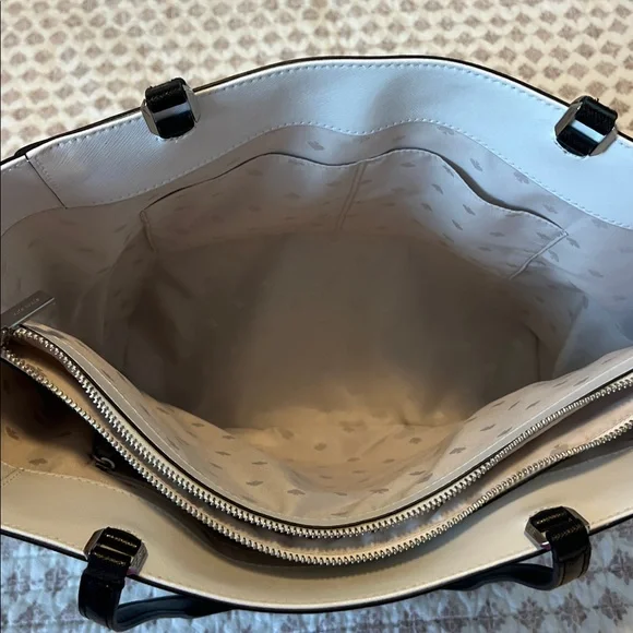 Kate Spade New York Staci Colorblock Laptop Tote Bag Nimbus Grey White Black - Picture 13 of 16